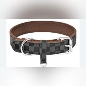 NEW Gray Dog Collar Plaid Adjustable Pet Puppy Collar Large